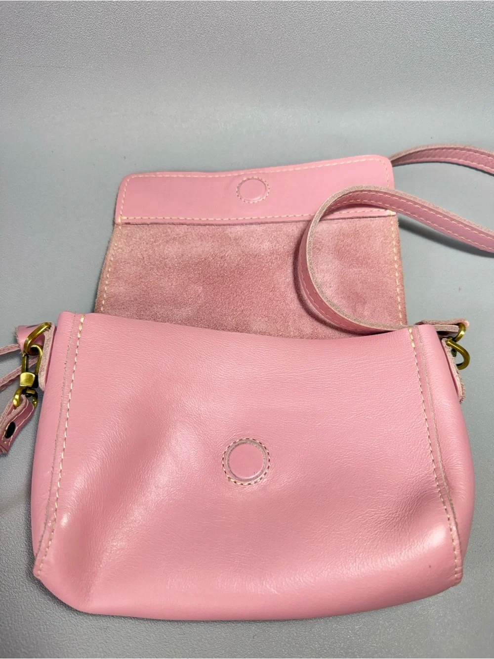 Portland Leather Pink Leather Metro Mini Crossbody Bag